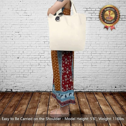 TOPDesign 1-Pack Super Strong Large 12oz Cotton Canvas Tote Bag, Reusable Grocery Shopping Cloth Bag, Fashionable Two-Tone Totes for Crafts, DIY Your Creative Designs