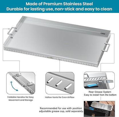 Stanbroil 36 inch Stainless Steel Flat Top Gas Grill Griddle Replacement for Blackstone 4 Burner Gas Grill Cooking Station, Flat Top Griddle with New Rear Grease Management System