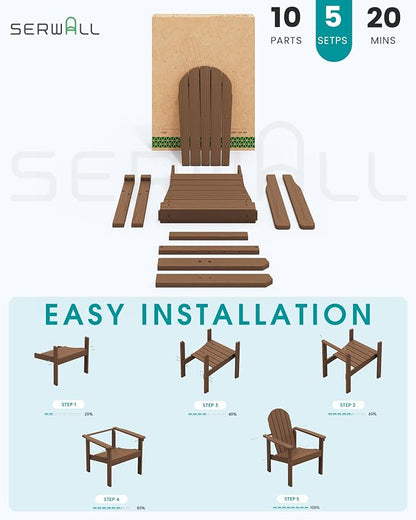 SERWALL HDPE Stackable Adirondack Chair, Space-Saving - Image 8