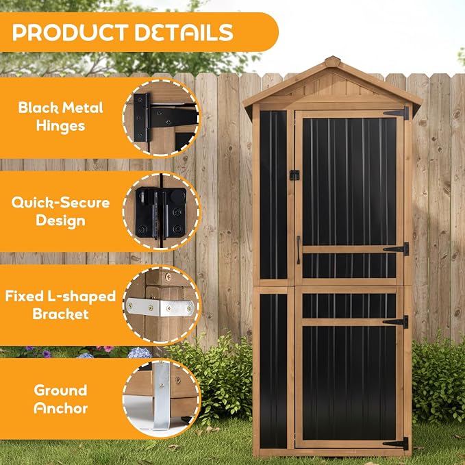 Outdoor Storage Cabinet, Extra-Tall Shed - Image 4