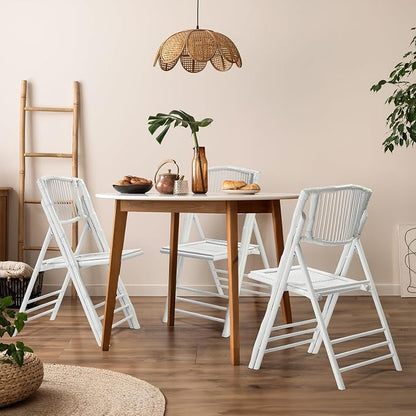 VINGLI Bamboo Folding Chair, Foldable Dining Wood Chairs Comfortable Seat - Image 2