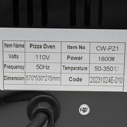 20L Commercial Electric Pizza Oven Countertop Pizza Oven, Single Deck Layer Stainless Steel Pizza Oven with Stone and Gloves, Adjust The Heat 122-662°F and Time 0-30min