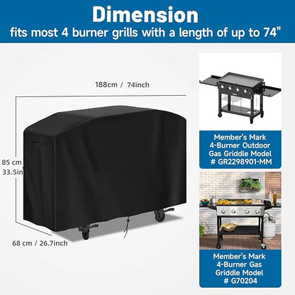 72 inch Flat Top Grill Cover for Members Mark 4 Burner Griddle,Waterproof Outdoor Griddle Cover for Weber Slate 30 Griddle, Heavy Duty 36" Gas Covers for Black Stone 36 Inch Cooking Station