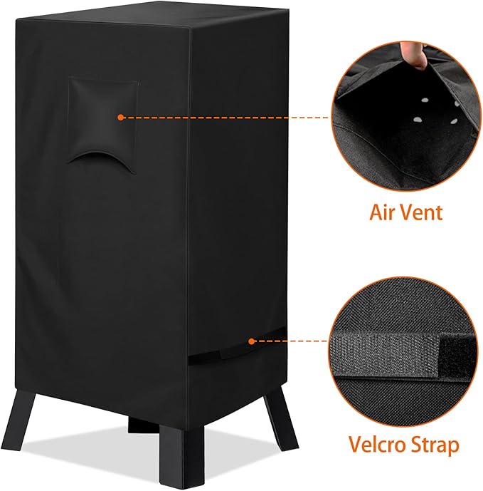 iCOVER 40 inch Smoker Cover for Masterbuilt - 25.5" LX19 D X 40" H 600D Square Smokers Covers Water Proof Canvas Heavy Duty for 40-Inch Electric Vertical BBQ, Black