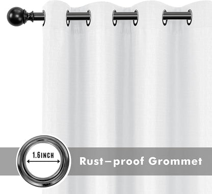 Linen Outdoor Curtains for Patio Waterproof 4 Pcs 110x95 In White | Light - Image 4