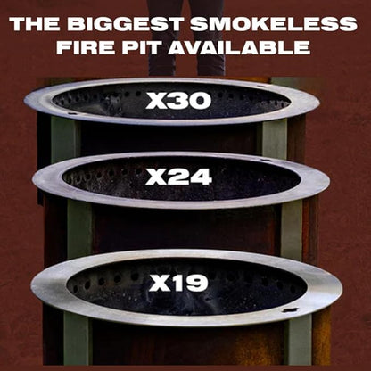 Breeo Smokeless Fire Pit (X Series 30, Stainless Steel) | 34.5 inch Smokeless Firepit for Outside | 94 Pounds | Ideal for Families, Gifts for Dad | Compatible with Wide Range of Breeo Accessories