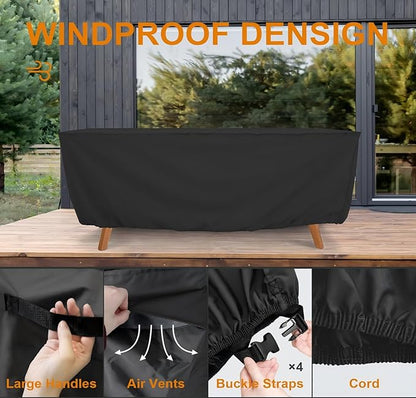 Tempera Outdoor Dining Set Cover for Outside Table and Chairs, Square Patio Table Covers for Outdoor Furniture, Anti-Fading, Windproof, 48''L x 48''W x 27.8''H, Grey