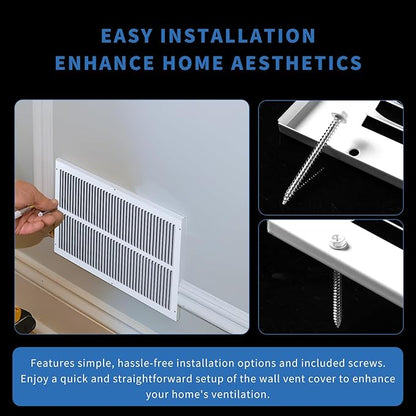 10x10 Vent Cover (Duct Opening Size), Air Return Vent Cover, AC Vent Cover, Cold Air Return Vent Cover, Flat Return Air Grilles, Outer Dimensions:11.75"W x 11.75"H (10"Wx10"H, Duct Opening)