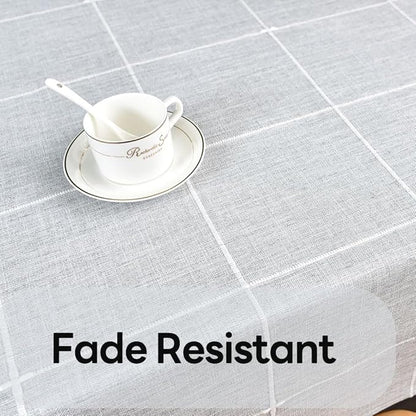 Farmhouse Table Cloth for Rectangle Tables Gray Plaid Boho Tablecloth Heavy Duty Cotton Linen Blend Washable & Wrinkle Resistant Rustic Table Cover for Outdoor Kitchen Dining (52x70 Inch)