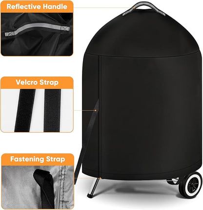 iCOVER Grill Cover for Weber 22 Inch Charcoal Kettle- Heavy Duty Waterproof BBQ Cover for Weber Char-Broil 22 Inch Charcoal Kettle Grills