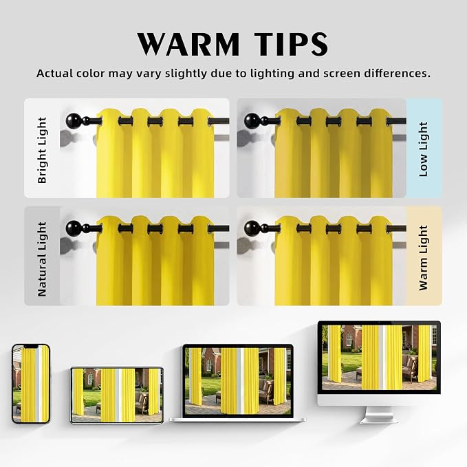 Set of 6 Outdoor Curtains for Patio Waterproof, Breathable Grommet Panels for - Image 6