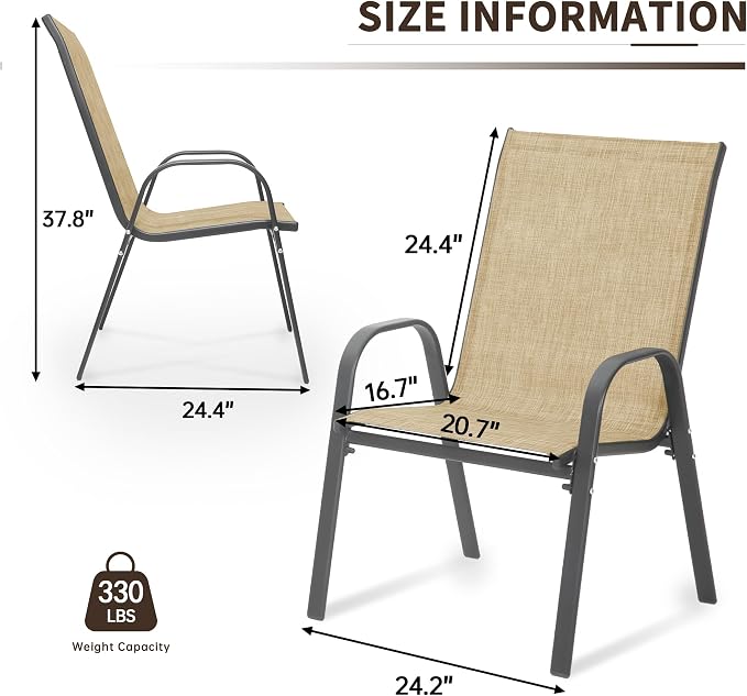 Patio Chairs Set of 4, Outdoor Dining Chairs - Image 2
