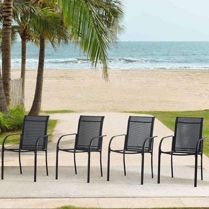 Outdoor Dining Chairs Set of 8, Stackable Patio Chair - Image 2