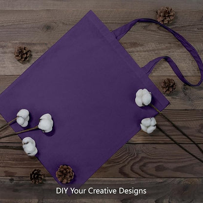TOPDesign 6-Pack Economical 16"x15" Deep Purple Cotton Tote Bags, Lightweight Medium Reusable Grocery Shopping Cloth Bags, Suitable for DIY, Advertising, Promotion, Gift, Activity