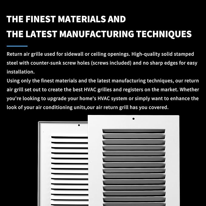 20x20 Return Air Grille(Duct Opening Size),Air Return Vent Cover,Flat Vent Cover,Rejillas De Aire Acondicionado para Casa,Return Air Grilles,Outer Dimensions:21.75"Wx21.75"H(20"Wx20"H, Duct Opening)