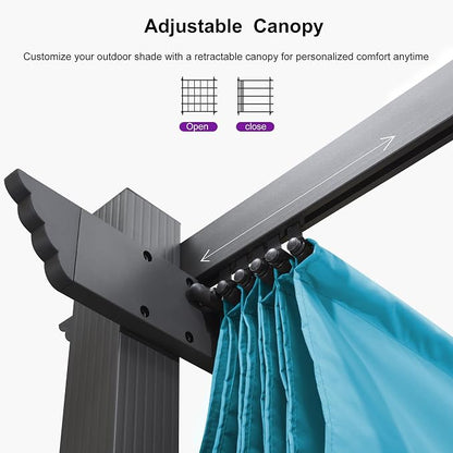 PURPLE LEAF Outdoor Pergola Retractable Aluminum 10' X 13', Turquoise Blue | - Image 4