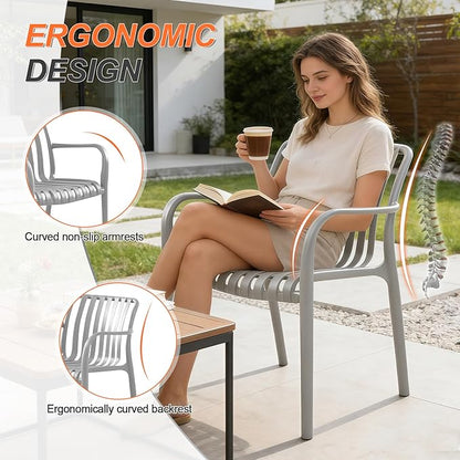 JPBSTO Patio Dining Chairs Set of 4, All-Weather Outdoor and Indoor Stackable - Image 4