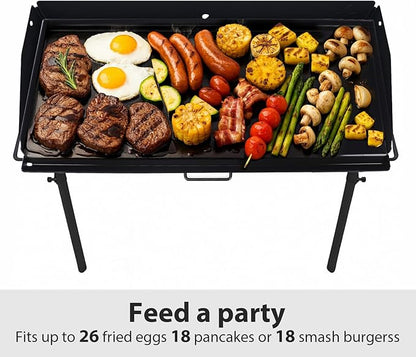 Utheer 37" x 17" Ceramic Nonstick Cast Iron Griddle for Camp Chef 3 Burner Stove, Fits GB90D TB90 SPG90B CCH3, Large Flat Top Camping Griddle, Oven-Safe to 500°F,Rust-Resistant Camp Chef Accessory