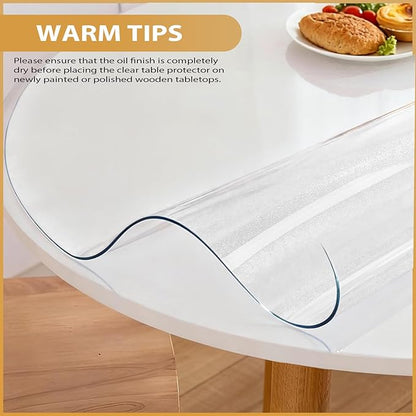 Round Frosted Table Cover Protector 28 Inch - 2mm Thick Waterproof PVC Furniture Protective Pad for Dining Room Tabletop