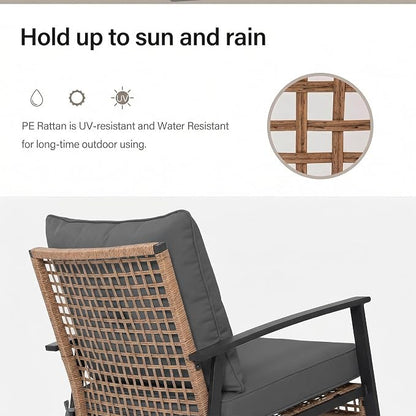 3-Piece Rocking Bistro Set, Outdoor Patio Furniture - Image 4