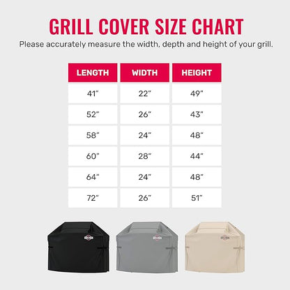 Grillman Premium Grill Cover for Outdoor Grill, BBQ Grill Cover, Rip-Proof, Waterproof, Top Heavy-Duty Large Grill Covers for Outside, Barbecue Cover & Gas Grill Covers (52" L x 26" W x 43" H, Gray)