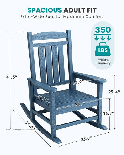 SERWALL Outdoor Rocking Chair Set of 4, Oversized Patio Rocking Chair, Porch - Image 3