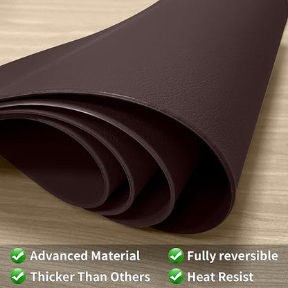 Herda Brown Placemats Set of 6 Round Faux Leather Non-Slip Place Mats Wipeable Washable Placemats Heat Resist Placemats for Round Table for Kitchen Dining Patio Easy to Clean