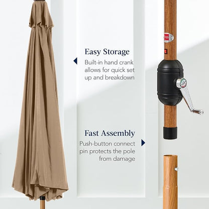 Best Choice Products 10ft Solar Market Patio Umbrella w/Woodgrain Pattern Pole - Image 7