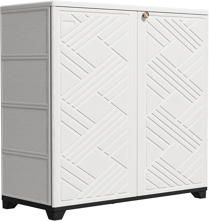 Outdoor Storage Cabinet Waterproof, 60 Gallon Resin Outdoor Storage Shed by KINYING