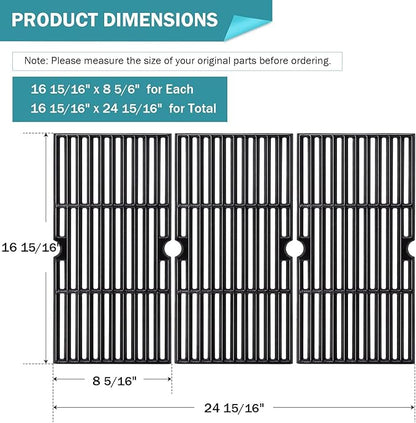 Criditpid Grill Replacement Parts for Charbroil Advantage 4 Burner 463344116, Cast Iron Grill Grates, Stainless Steel Burner Tubes, Heat Plates Shields, Adjustable Carryover Tubes & Igniters Kit.