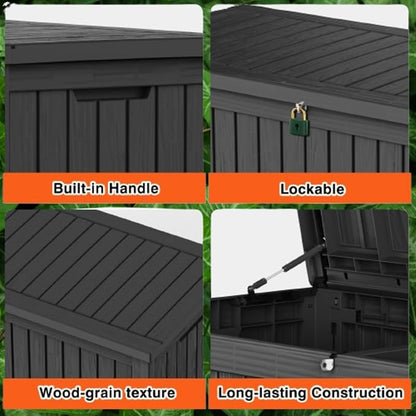 Outdoor Storage Box, 180 Gallon Waterproof Deck Box, Piston-Lift Tall Standing - Image 5