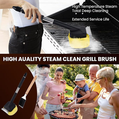 Steam Grill Scruber Brush for Outdoor Sponge Grill-Steam Grill Cheaning Scraper BBQ Brush-BBQ Accessory Grill Heavy Duty Brush for Grill Cleaning Scraper + Bristle Free Grill Brushs for Any Grill