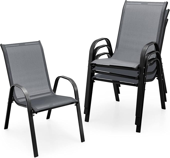 S AFSTAR Outdoor Chairs Set of 4, Stackable Patio Chairs by Safstar