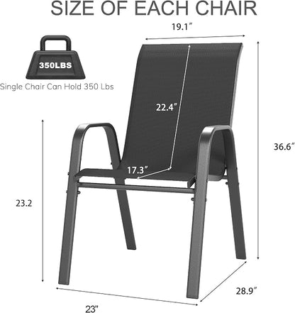 Outdoor Patio Chairs Set of 4 Stackable Dining Chairs All-Weather Textilene - Image 2