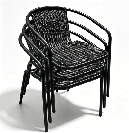 4 Stackable Wicker Patio Chairs, Weather-Resistant Outdoor Seating - Image 6