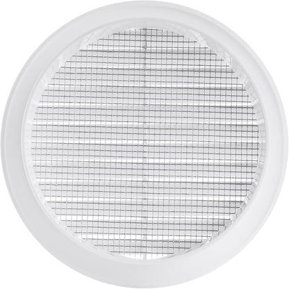 White 5" Inch Round Ventilation Grille with Insect mesh. (Duct 5Ø / Grille 6Ø) Ventilation Applications. Indoor and Outdoor Vent Cover. Available 3 Sizes / 4 Colors.