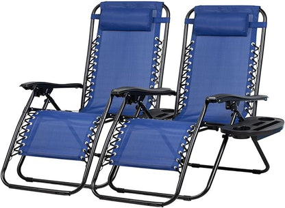 Nazhura Set of 2 Relaxing Recliners Patio Chairs Adjustable Steel Mesh Zero by NazhuraGoodCompanionAtHome