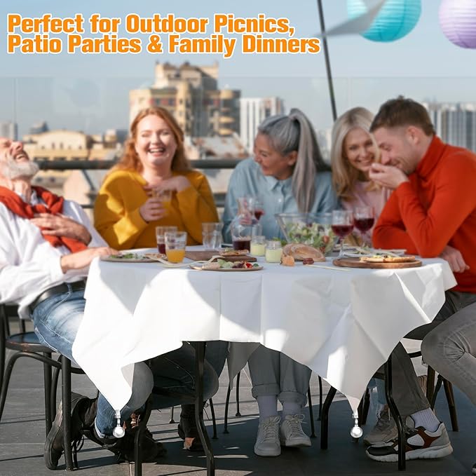 8 Pack Heavy Duty Tablecloth Weights, Stainless Steel Balls with Metal Tablecloth Clips for Outdoor Tables, Curtains & Christmas Flag, Add 19.2oz Weights for Holiday Dinner Party or Outdoor Picnic