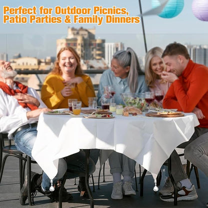 8 Pack Heavy Duty Tablecloth Weights, Stainless Steel Balls with Metal Tablecloth Clips for Outdoor Tables, Curtains & Christmas Flag, Add 19.2oz Weights for Holiday Dinner Party or Outdoor Picnic