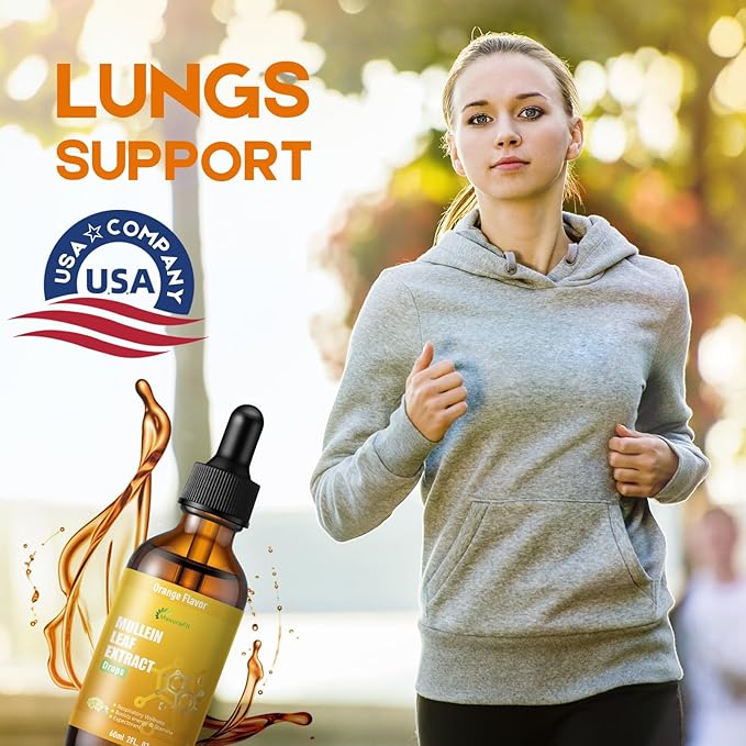 Mullein Drops for Lungs Liquid - Support Respiratory Herbal Supplement,Mullein Leaf Extract for Lungs Cleanse with Cordyceps, Marshmallow Root & Licorice Root Extract 2 fl oz