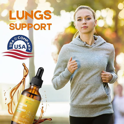 Mullein Drops for Lungs Liquid - Support Respiratory Herbal Supplement,Mullein Leaf Extract for Lungs Cleanse with Cordyceps, Marshmallow Root & Licorice Root Extract 2 fl oz