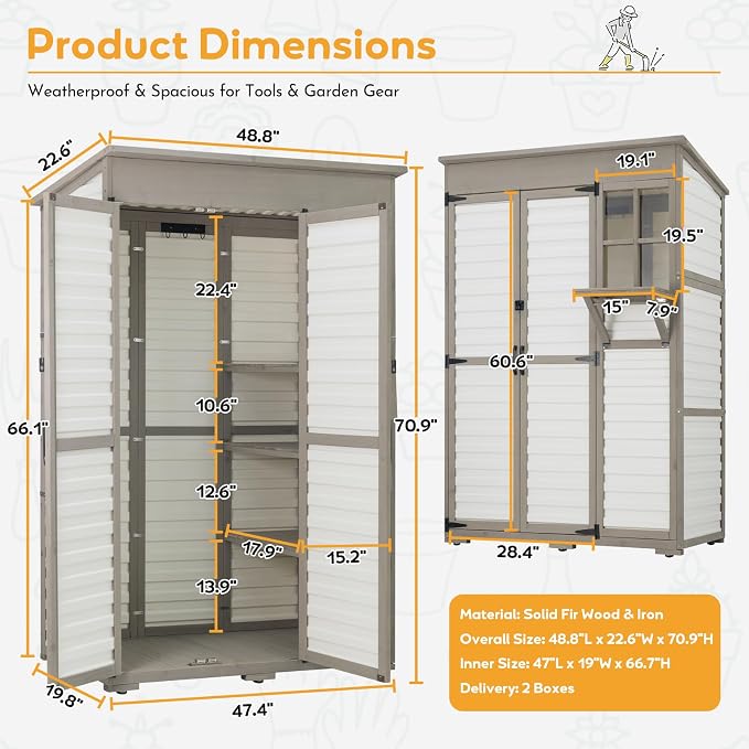 Large Outdoor Storage Cabinet, Weatherproof Garden Shed - Image 4