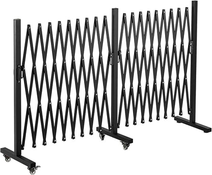 TECSPACE Aluminum Expandable Garden Fence, Portable Barricade Gate with Casters, Expansion Size 201×15.2×40.6 inches, Adjustable Flexible Fence Mobile Barricade Safety Barrier