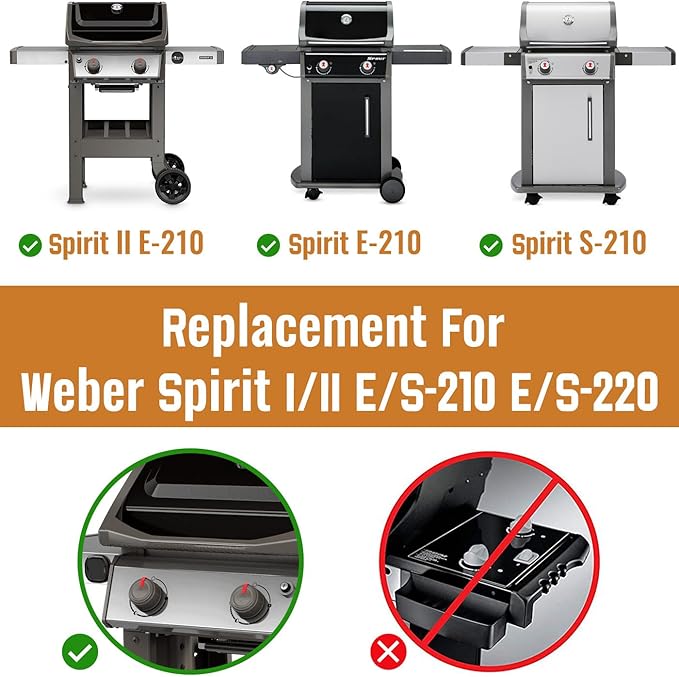 7635 15.3" Flavorizer Bars for Weber Spirit Grill Parts, Grill Replacement Parts for Weber Spirit I & II 200 Series, Spirit E210 S210 E220 S220 Gas Grill with Front Control Knobs, Porcelain-enameled