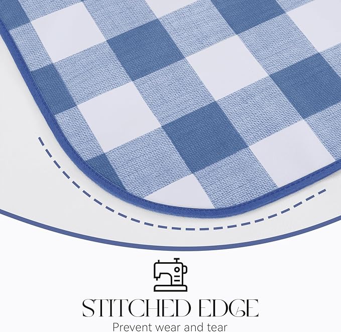 MOSAYT Rectangle Vinyl Tablecloth, 100% Waterproof Buffalo Gingham Plastic Table Cloth, Heavy Duty Wipeable Table Covers for Picnic, Outdoor, Camping - 54 x 120, Blue