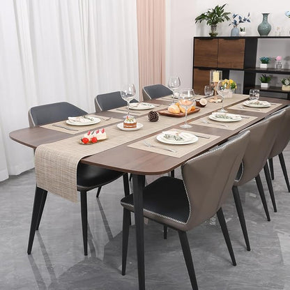 Myir JUN Table Runner, Vinyl Table Runner Indoor Arbitrarily Cropped Runner for Table Heatproof for Home Party (Beige, 12 x 94 inch)
