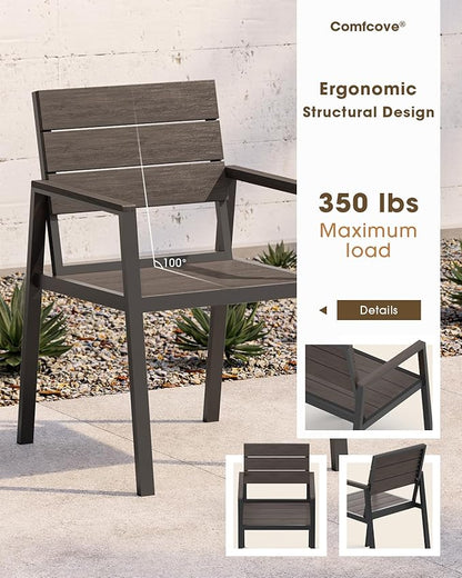 Outdoor Patio Dining Chairs Set of 2, Aluminum & HDPS All-Weather for Deck, Lawn, Backyard, Pool and Indoor Use (Charcoal)
