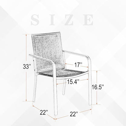 Anmutig Stackable Outdoor Dining Chairs Set of 4, Textilene Fabric, Breathable - Image 3