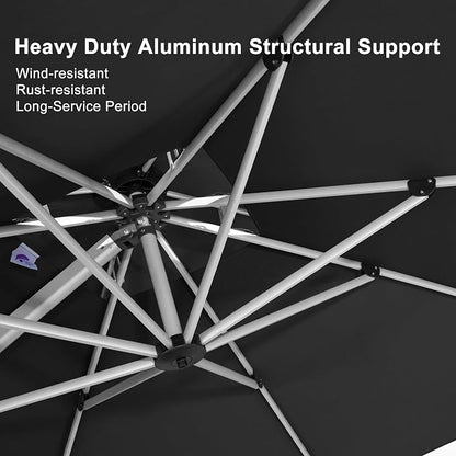 PURPLE LEAF Cantilever Patio Umbrellas 12' x 12' Large Double Top, 3-Yr - Image 3
