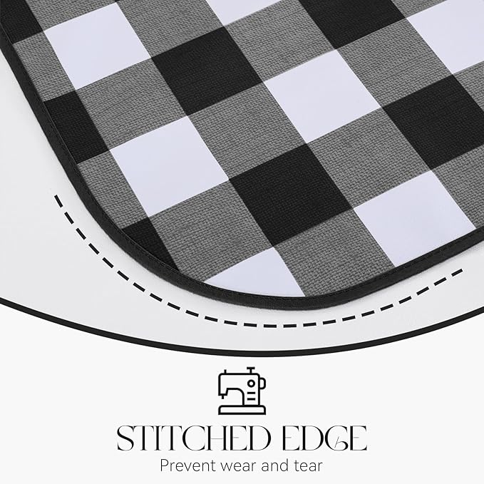 MOSAYT Rectangle Vinyl Tablecloth, 100% Waterproof Buffalo Gingham Plastic Table Cloth, Heavy Duty Wipeable Table Covers for Picnic, Outdoor, Camping - 54 x 54, Black